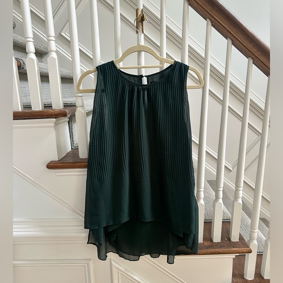 Pleated sleeveless top Zara, dark green, S - Picture 1 of 8
